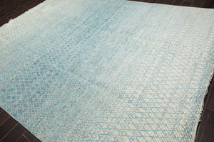 9' x 12' Hand Knotted 100% Wool Contemporary Modern Muted Area Rug Aqua - Oriental Rug Of Houston