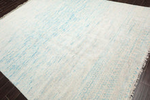 8' x10'  Ivory Aqua Blue Color Hand Knotted Persian 100% Wool Modern & Contemporary Oriental Rug