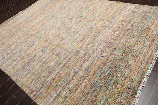 8' x 10' Hand Knotted 100% Wool Muted Modern Oriental Area Rug Tan