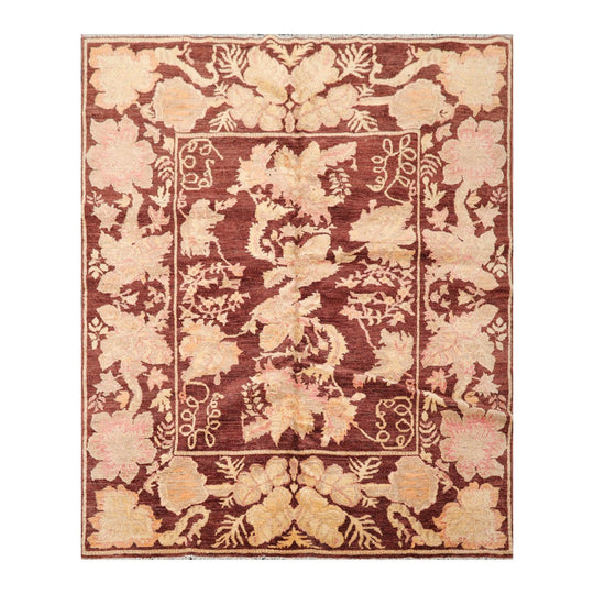 5'9" x 7' Hand Knotted 100% Wool Peshawar Transitional Oriental Area Rug Rust