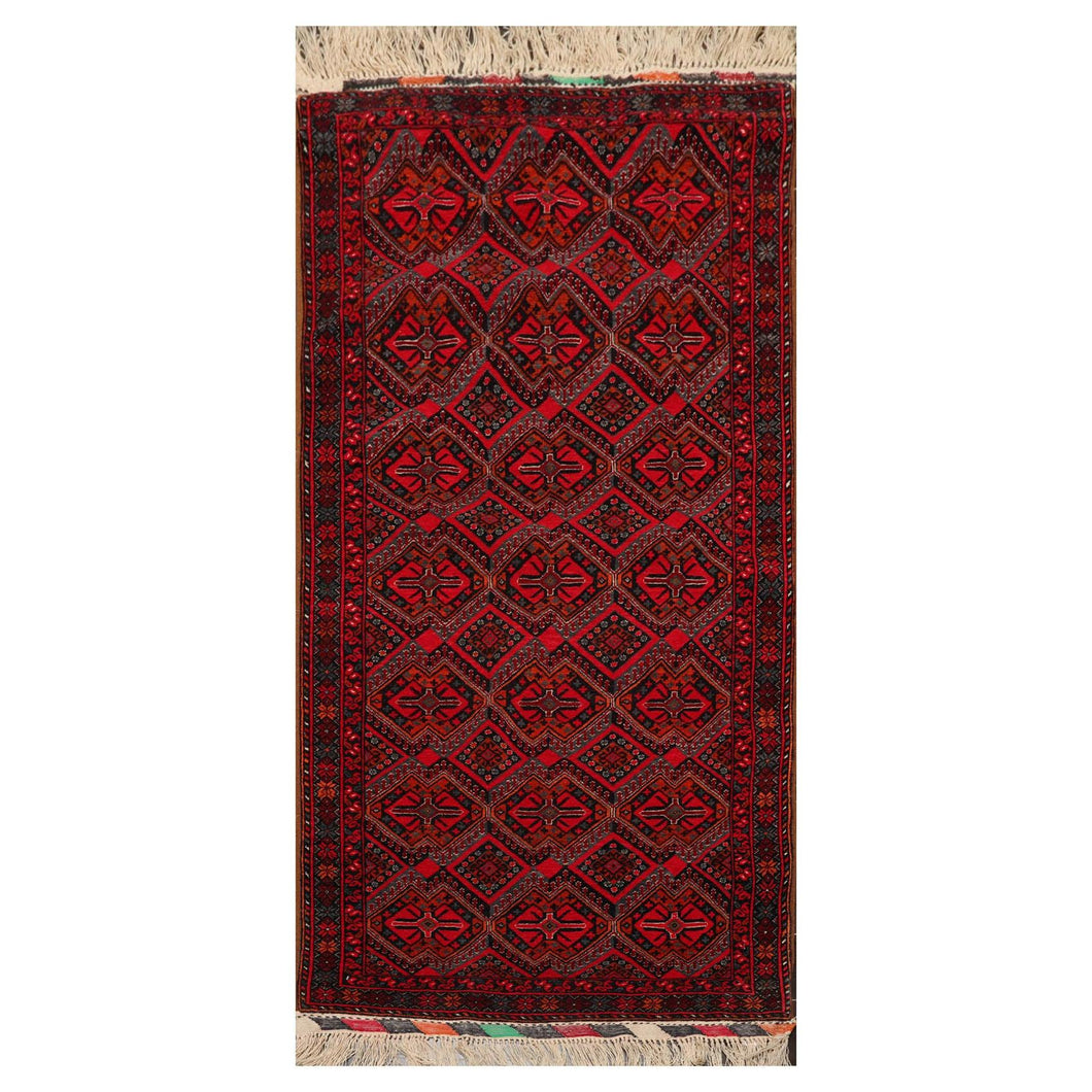 3' 3''x6' 9'' Red Black Slate Color Hand Knotted Persian 100% Wool Traditional Oriental Rug