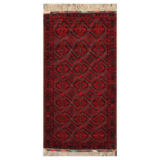 Vintage Runner Hand Knotted Wool Southwestern 200 KPSI Area Rug Red 3'3" x 6'9"