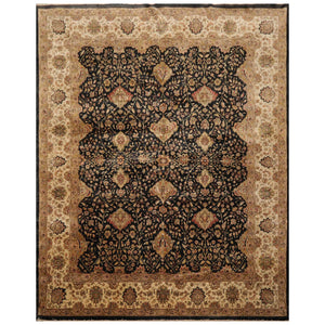 7' 10''x9' 10'' Charcoal Beige Taupe Color Hand Knotted Persian 100% Wool Traditional Oriental Rug