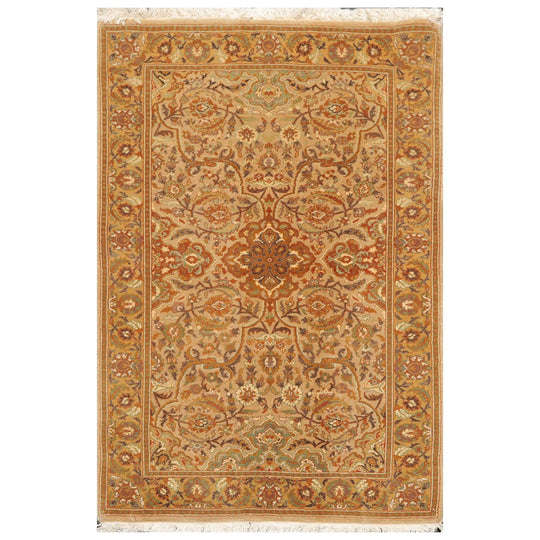 2'7" x 3'11" Hand Knotted Wool 300 KPSI Pak Persian Tabriz Oriental Area Rug Tan
