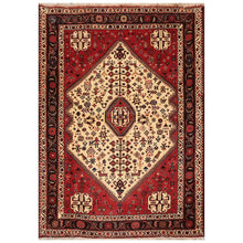 3' 4''x4' 9'' Ivory Rust Chocolate Color Hand Knotted Persian 100% Wool Traditional Oriental Rug