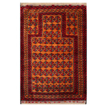 3' x 4'7" Hand Knotted 100% Wool Tribal Traditional Oriental Area Rug Orange Red - Oriental Rug Of Houston