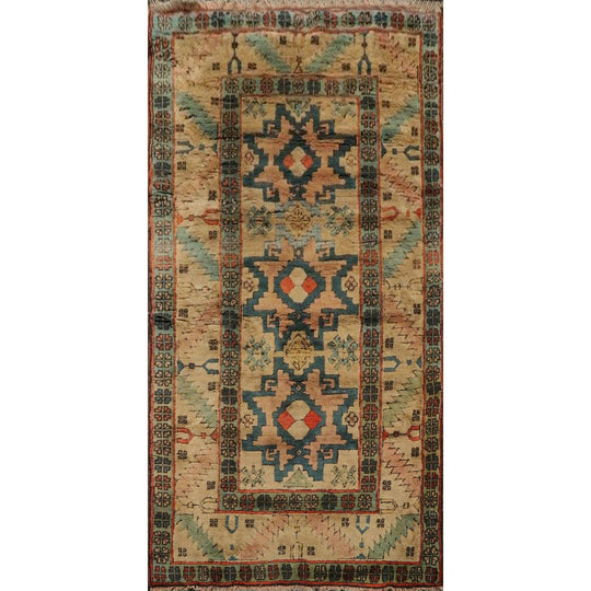 4'8" x 8'8" Vintage Hand Knotted 100% Wool Tribal Oriental Area Rug Beige