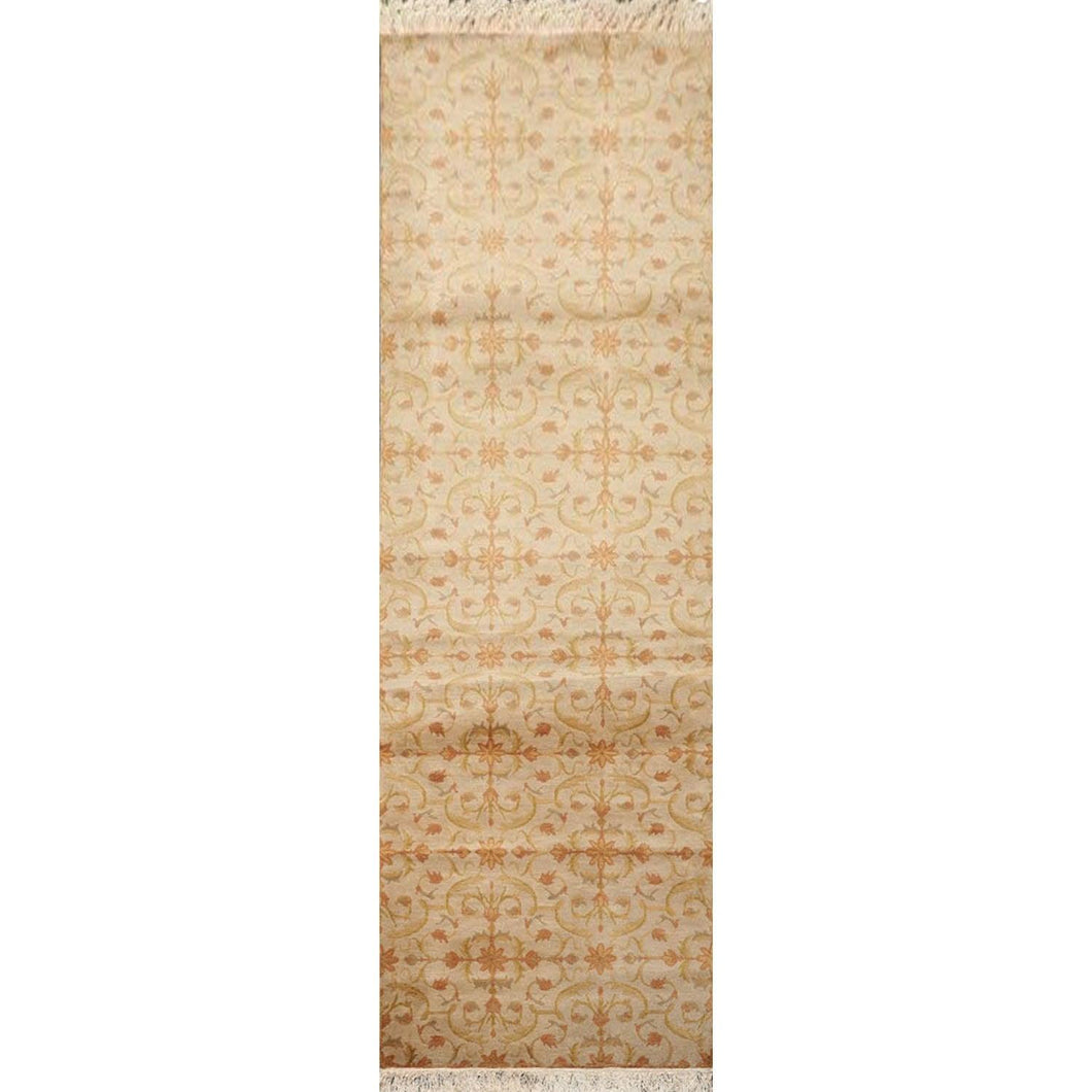 3' x9' 9'' Moss Beige Sage Color Hand Knotted Tibetan 100% Wool Transitional Oriental Rug