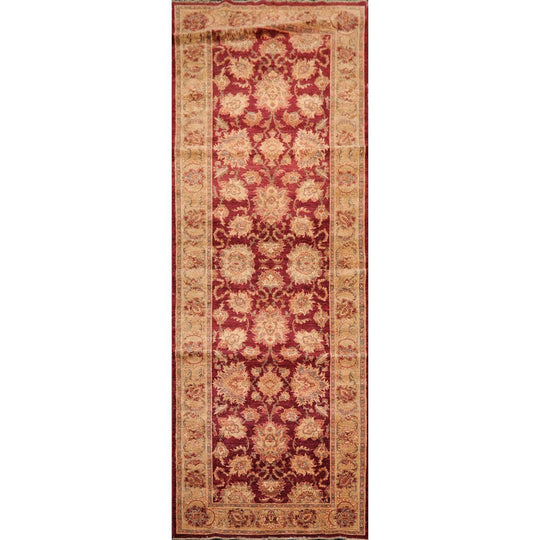 4'7" x 12'7" Runner Hand Knotted Wool Chobi Peshawar Oriental Area Rug Cranberry