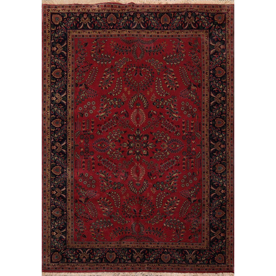 5'7" x 8' Runner Hand Knotted 100% Wool Sarouk 250 KPSI Oriental Area Rug Rose