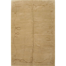 6' x9'  Moss Gold Color Hand Knotted Tibetan Wool and Silk Modern & Contemporary Oriental Rug