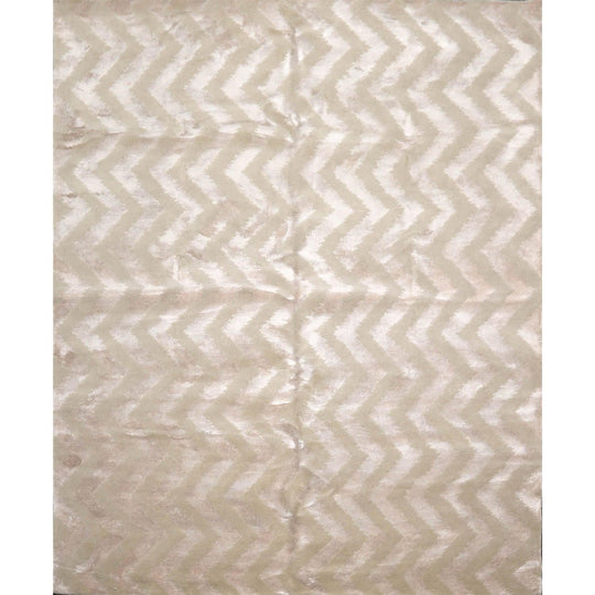 8'1” x 9'10" Hand Knotted Wool & Faux Silk Tibetan Area Rug Tone on Tone Gray