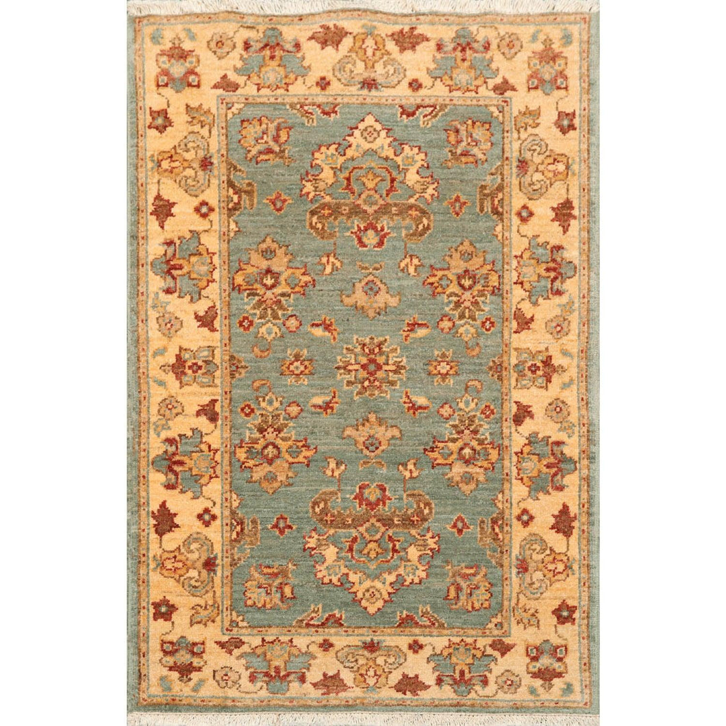 2' 6''x3' 10'' Aqua Caramel Rust Color Hand Knotted Persian 100% Wool Traditional Oriental Rug