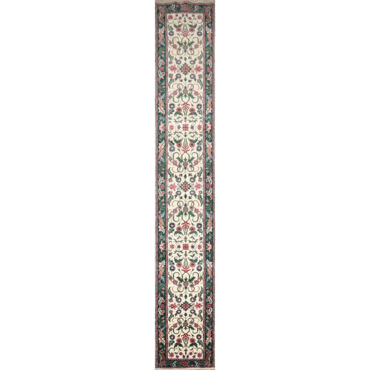 2'7" x 16' Runner Hand Knotted 100% Wool Traditional Oriental Area Rug Cream
