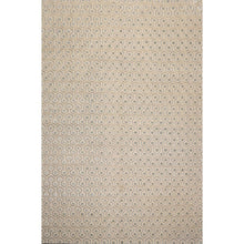 Beige Gray Hand Knotted Wool & Silk High Low Pile Tibetan Area Rug 7'11" x 12' - Oriental Rug Of Houston