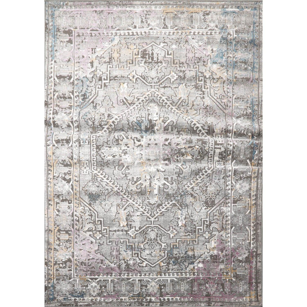5' x7'  Gray Brown Purple Color Machine Made Persian Polypropylene Transitional Oriental Rug