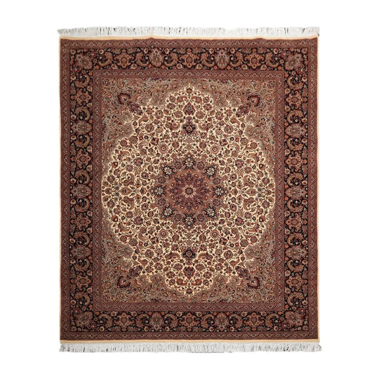 8'1” x 10’ Hand Knotted 100% Wool Pak Persian Tabriz 300 KPSI Area Rug Ivory