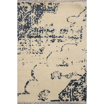 2' x 3' Hand Knotted 100% Wool Modern Tibetan Oriental Area Rug Ivory, Blue - Oriental Rug Of Houston