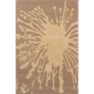 2'x3' Hand Knotted Wool & Silk Modern Tibetan Oriental Area rug Beige - Oriental Rug Of Houston