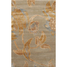 2' x3'  Beige Gold Blue Color Hand Knotted Tibetan Wool and Silk Modern & Contemporary Oriental Rug