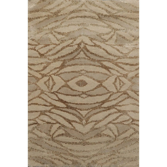2’ x 3’ Hand Knotted Wool & Silk Modern Tibetan Oriental Area rug Beige, Gray