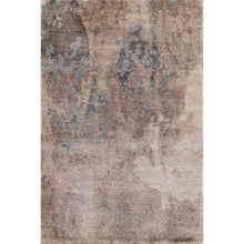 2' x3'  Gray Taupe Brown Color Hand Knotted Tibetan Wool and Silk Transitional Oriental Rug