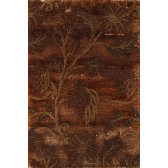 2' x 3' Hand Knotted Wool & Silk Transitional Tibetan Oriental Area Rug Brown