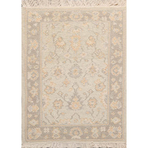 1' 10''x2' 7'' Gray Beige Color Hand Knotted Persian 100% Wool Transitional Oriental Rug