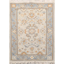 1' 10''x2' 7'' Beige Gray Blue Color Hand Knotted Persian 100% Wool Transitional Oriental Rug
