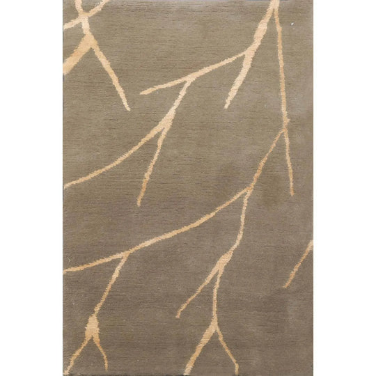 2' x 3' Hand Knotted Wool & Silk Transitional Tibetan Oriental Area Rug Gray