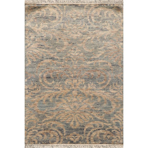 2' x3'  Blue Beige Color Hand Knotted Tibetan 100% Wool Modern & Contemporary Oriental Rug