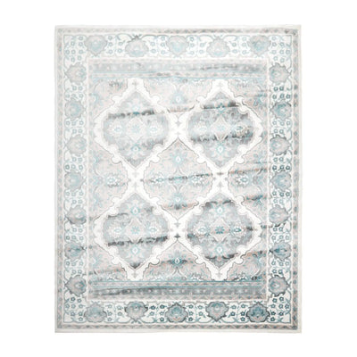 7'11” x 9'11” Modern 100% Polypropylene Oriental Area Rug Cream, Taupe, Red - Oriental Rug Of Houston