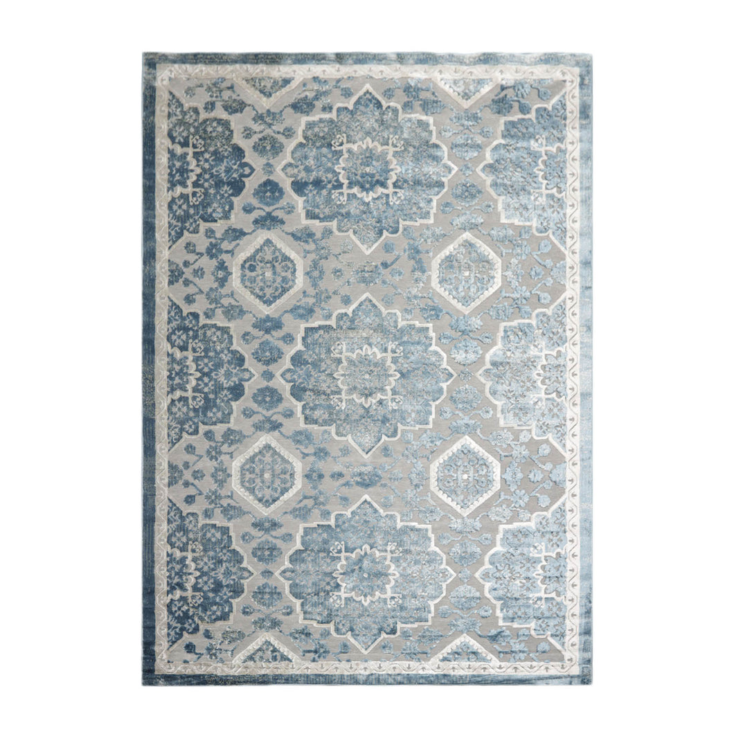 7' 11''x11' 2'' Gray Blue Beige Color Machine Made Persian Polypropylene Modern & Contemporary Oriental Rug