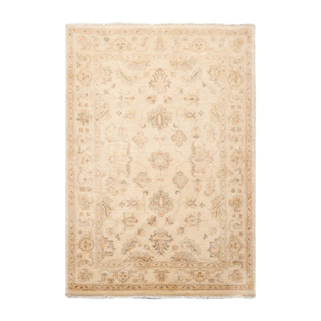 3' 5''x5'  Beige Tan Gray Color Hand Knotted Persian 100% Wool Traditional Oriental Rug