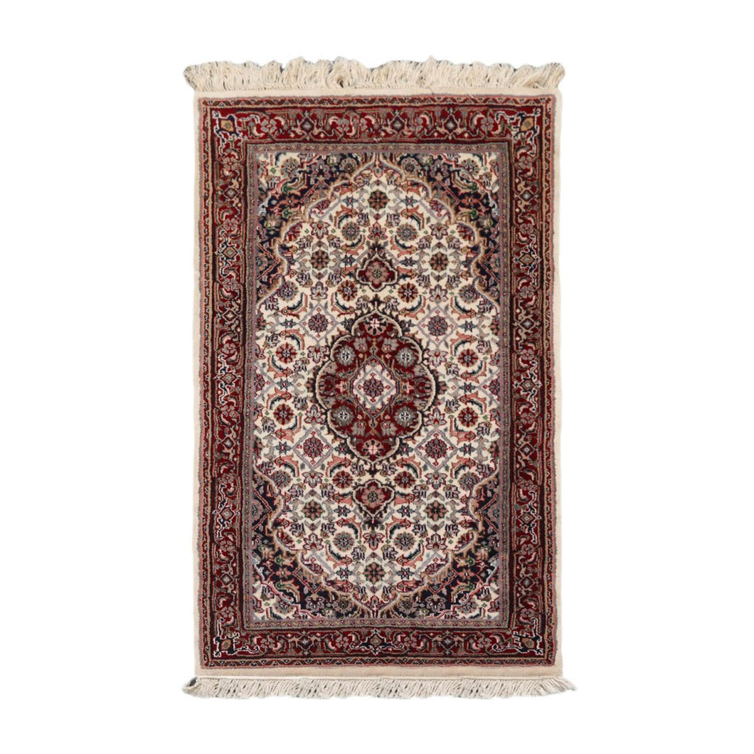 2' 10''x4' 10'' Cream Red Navy Color Hand Knotted Persian 100% Wool Traditional Oriental Rug