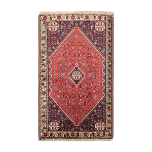 3' 4''x5' 10'' Coral Indigo Ivory Color Hand Knotted Persian 100% Wool Traditional Oriental Rug