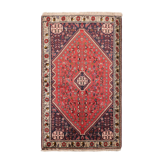 3’4” x 5’10" Vintage Hand Knotted Wool Abadehh 200 KPSI Oriental Area Rug Coral