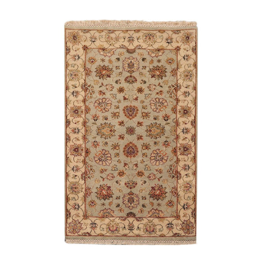 3’ x 5’1" Hand Knotted Wool Traditional Indo Kashan Oriental Area Rug Mint, Tan