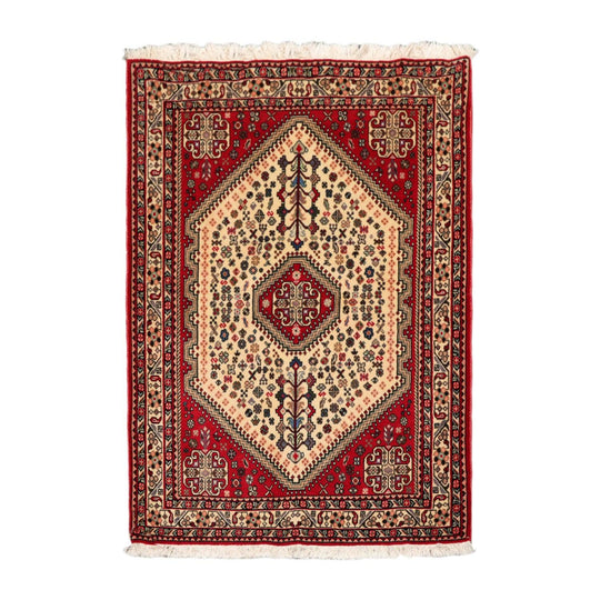 3’5” x 5’1" Vintage Hand Knotted Wool Abadehh 200 KPSI Oriental Area Rug Ivory