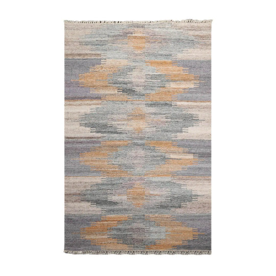 5' x 8' Indoor Outdoor  Hand Woven 100% Recycled PET Yarn Modern Kilim Area Rug Gray