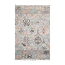 5' x8'  Beige Gray Peach Color Hand Woven Flat Weave PET Yarn Southwestern Oriental Rug