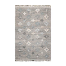 5' x8'  Gray Beige Blue Color Hand Woven Flat Weave PET Yarn Southwestern Oriental Rug