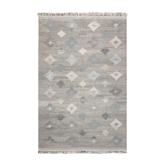 5' x 8'  Indoor OutdoorHand Woven 100% Recycled PET Yarn Modern Kilim Area Rug Gray