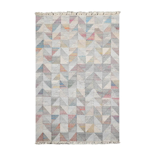 5' x 8' Indoor Outdoor Hand Woven 100% Recycled PET Yarn Modern Kilim Area Rug Gray