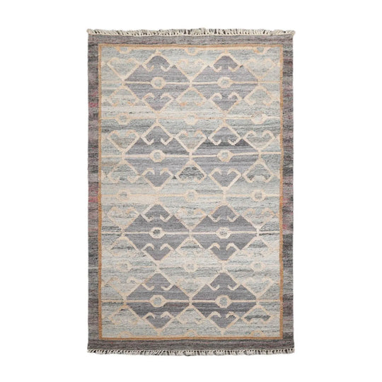 5' x 8'  Indoor Outdoor Hand Woven 100% Recycled PET Yarn Modern Kilim Area Rug Gray