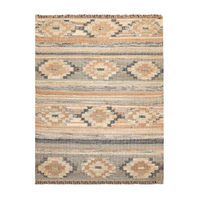 5’5”x7’3”Hand Woven Natural Fiber Jute Southwestern Flatweave Kilim Area Rug - Oriental Rug Of Houston