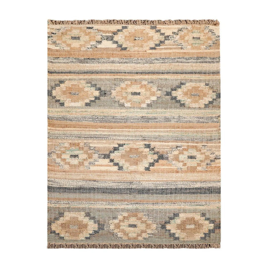 5’5”x7’3”Hand Woven Natural Fiber Jute Southwestern Flatweave Kilim Area Rug