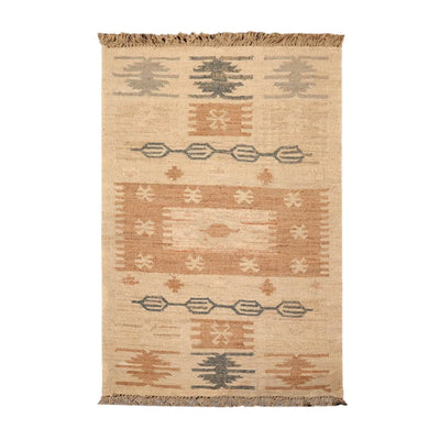 5’2” x 8’3”Hand Woven Natural Fiber Jute Southwestern Flatweave Kilim Area Rug - Oriental Rug Of Houston