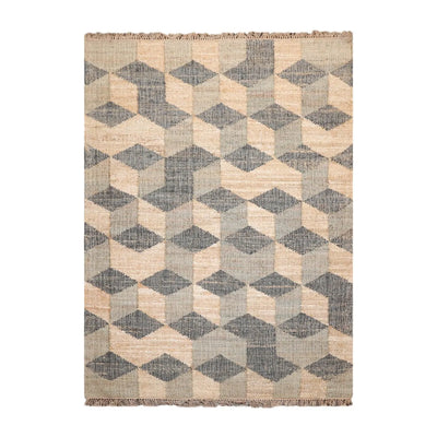 5’6”x7’9”Hand Woven Natural Fiber Jute Modern Graphic Flatweave Kilim Area Rug - Oriental Rug Of Houston