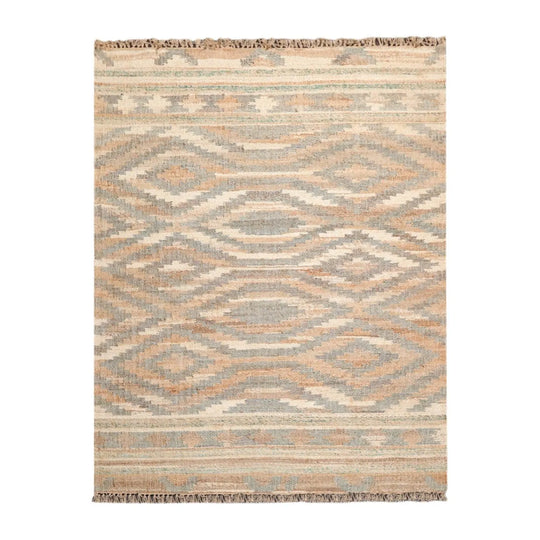 5’6” x 7’3” Hand Woven Natural Fiber Jute Southwestern Flatweave Kilim Area Rug